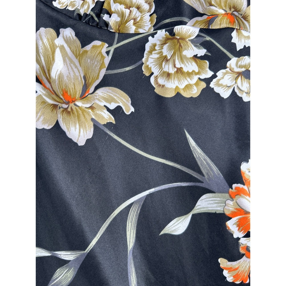 Black Floral Satin Slip Dress V-Neck Adjustable Straps Womens Medium - Picture 15 of 16
